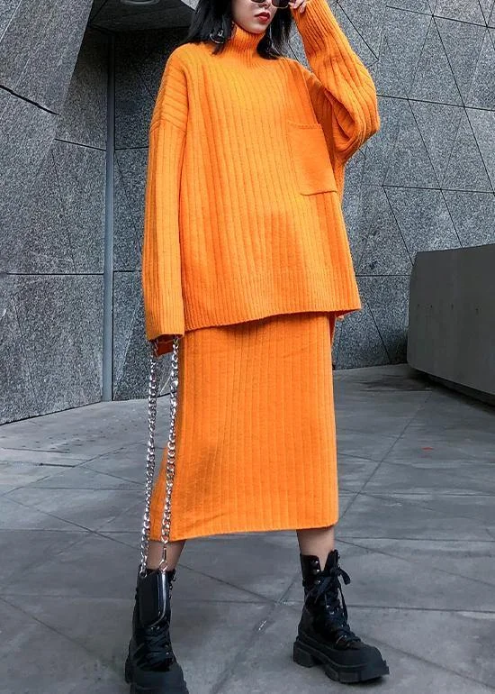 Women's Outerwear Garments Limited Styles High neck sweater suit skirt two-piece long over-the-knee temperament autumn and winter knitted skirt Women's Outerwear Garments Limited Styles High neck sweater suit skirt two-piece long over-the-knee temperament autumn and winter knitted skirt
