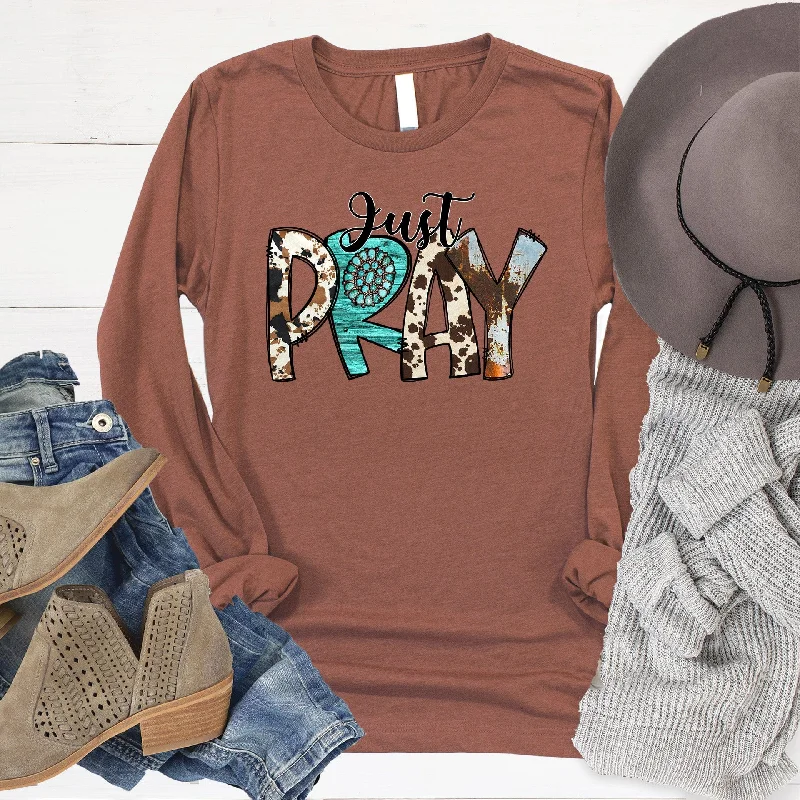 Women's Clothing For Outdoor Activities Subtle Sophistication Just Pray Long Sleeve