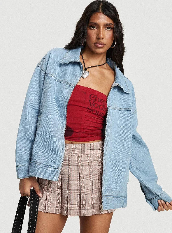 Women's Effortless Casual Outfit You'Ll Love Us Because Goldsmith Denim Bomber Jacket Light Wash Women's Effortless Casual Outfit You'Ll Love Us Because Goldsmith Denim Bomber Jacket Light Wash