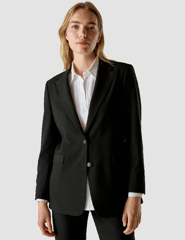 Women's Travel Garments Polished Finish Essential Blazer Black