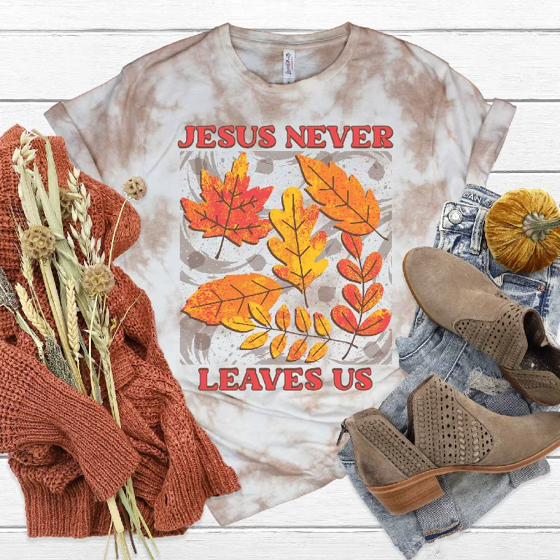 Women's Athletic Garments High End Designer Brands Discount Jesus Never Leaves Us Tee Women's Athletic Garments High End Designer Brands Discount Jesus Never Leaves Us Tee