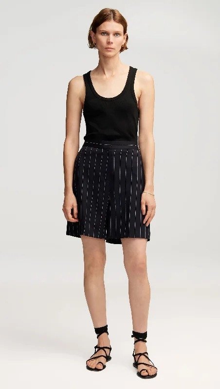 Women's Cozy Outfit For Lounging Anniversary Sale Tailored Shorts in Stretch Wool | Navy Pinstripe Women's Cozy Outfit For Lounging Anniversary Sale Tailored Shorts in Stretch Wool | Navy Pinstripe