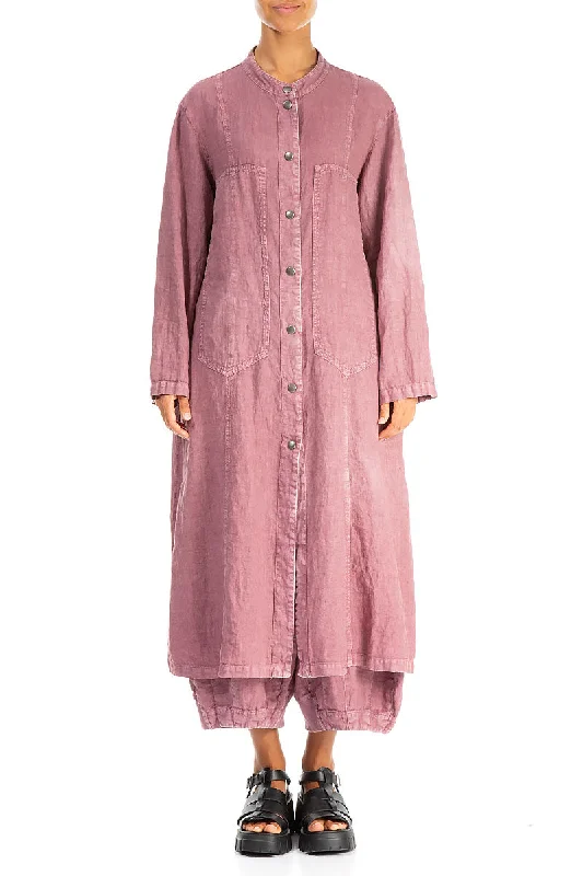 Women's Evening Apparel Fashion Forward Femininity Pin Décor Off-Dye Mauve Taupe Linen Jacket Women's Evening Apparel Fashion Forward Femininity Pin Décor Off-Dye Mauve Taupe Linen Jacket