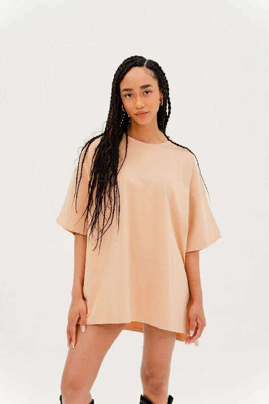 Fashionable Women's Clothes Disco - Inspired Retro Dance Look The OG Oversized T-Shirt Peach Fashionable Women's Clothes Disco - Inspired Retro Dance Look The OG Oversized T-Shirt Peach