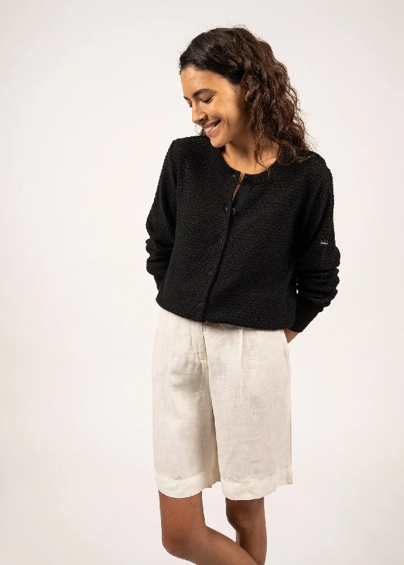 Women's Clothing And Garments Sets Fashion Frontiers ALICANTE - Knit Cotton Cardigan (BLACK) Women's Clothing And Garments Sets Fashion Frontiers ALICANTE - Knit Cotton Cardigan (BLACK)