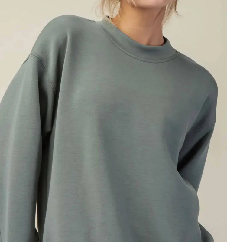 Comfortable Women's Clothing Unleash Your Style Modal Mock Neck Pullover Sweatshirt In Sage Leaf Comfortable Women's Clothing Unleash Your Style Modal Mock Neck Pullover Sweatshirt In Sage Leaf