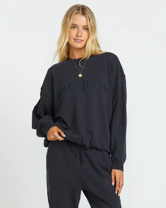 Comfortable Lounge Clothing Chic & Cozy Collection Billabong So Typical Kendal Crew Sweatshirt-Black Pebble Comfortable Lounge Clothing Chic & Cozy Collection Billabong So Typical Kendal Crew Sweatshirt-Black Pebble
