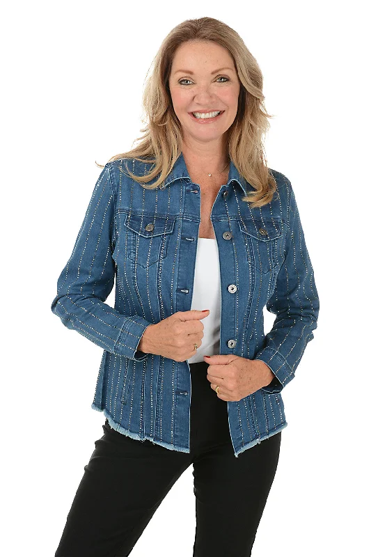 Women's Occasion Wear Clothes Seasonal Trends Rhinestone Studded Denim Jacket