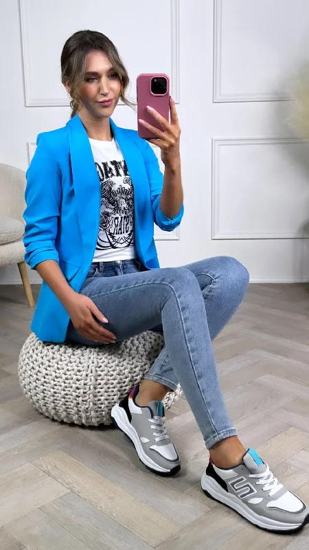 Women's Casual Outfit Seasonal Style Discounts McKinley Bright Blue Ruched Sleeve Blazer Women's Casual Outfit Seasonal Style Discounts McKinley Bright Blue Ruched Sleeve Blazer