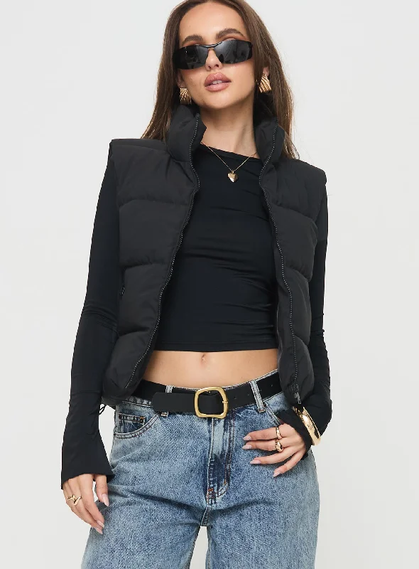 Women's Elegant Evening Outfit Limited Edition Fuentes Puffer Vest Black