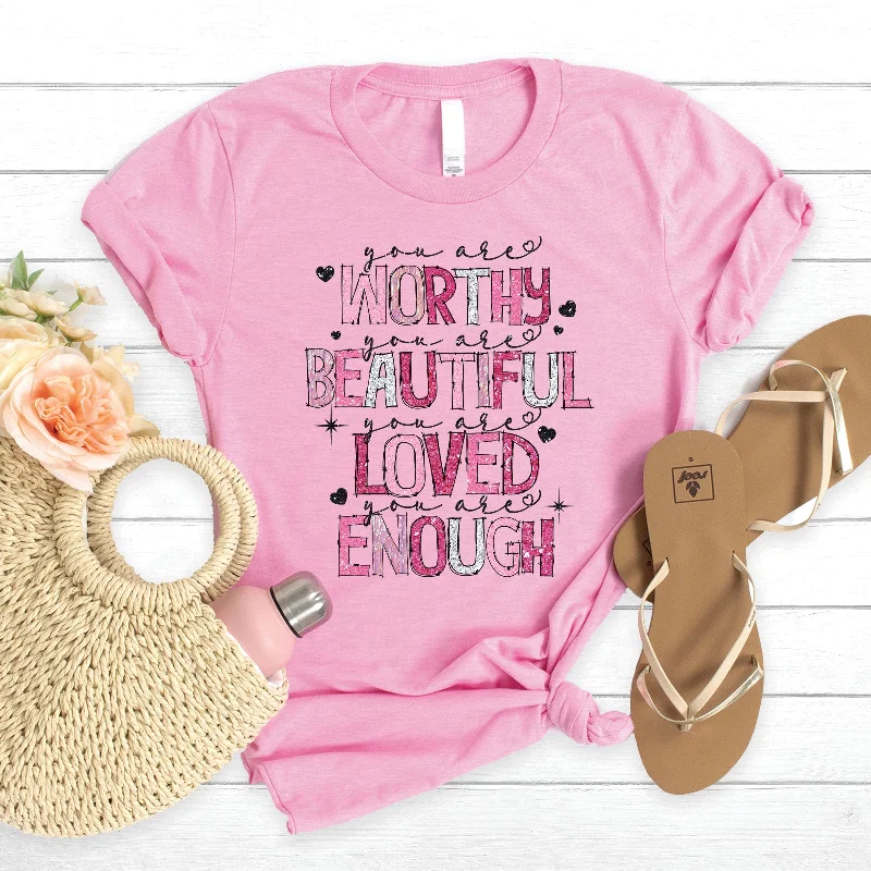 Women's Travel Apparel Chic And Trendy You Are Worthy Glitter Tee