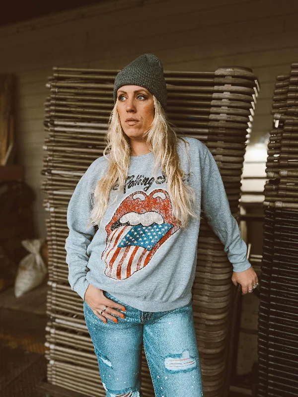 Women's Work Outfit For The Office Style Upgrade Rolling Stones Tongue Sweatshirt