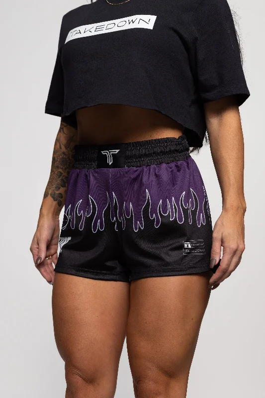 Modern Women's Apparel Day-To-Night Styles Fire FC Women's Fight Shorts (3" Inseam) - Berry Modern Women's Apparel Day-To-Night Styles Fire FC Women's Fight Shorts (3" Inseam) - Berry
