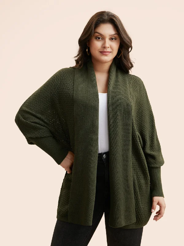 Women's Casual Garments Hot Trends Texture Lapel Collar Dolman Sleeve Cardigan