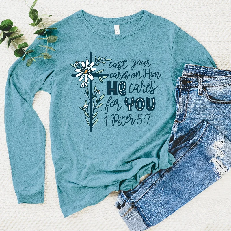 Women's Professional Clothes Coastal Beach - Inspired Style He Cares for You Long Sleeve Women's Professional Clothes Coastal Beach - Inspired Style He Cares for You Long Sleeve