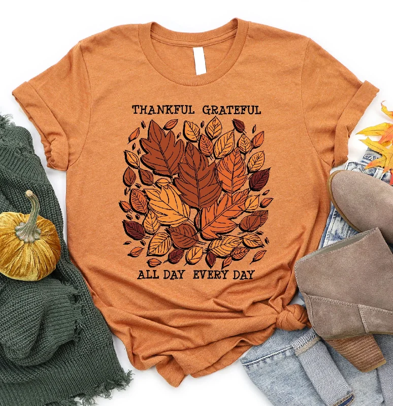 Women's Seasonal Garments Attire Sale Thankful Grateful Tee