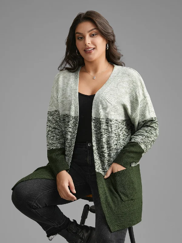 Women's Sporty Clothes Vintage Retro Party Wear Heather Colorblock Contrast Patched Pocket Cardigan Women's Sporty Clothes Vintage Retro Party Wear Heather Colorblock Contrast Patched Pocket Cardigan