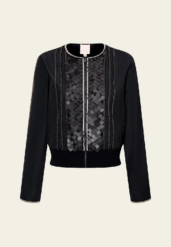 Women's Classic Outfit Massive Savings Ribbed-hem Metalic chain-detail Sequin-detail Cropped Jacket Women's Classic Outfit Massive Savings Ribbed-hem Metalic chain-detail Sequin-detail Cropped Jacket