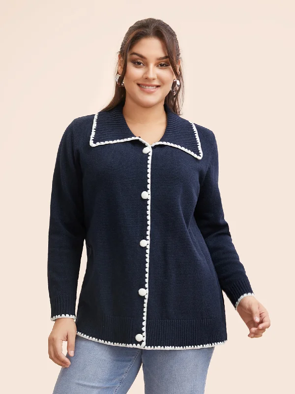Affordable Trendy Clothes For Women Great Deals On Ethnic Cultural Wear Lapel Collar Contrast Trim Cardigan Affordable Trendy Clothes For Women Great Deals On Ethnic Cultural Wear Lapel Collar Contrast Trim Cardigan