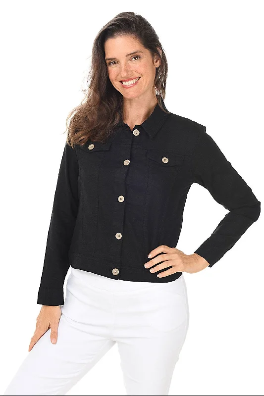 Women's Clothes Lighten Up With Nordic Styles Button-Front Linen-Blend Jacket
