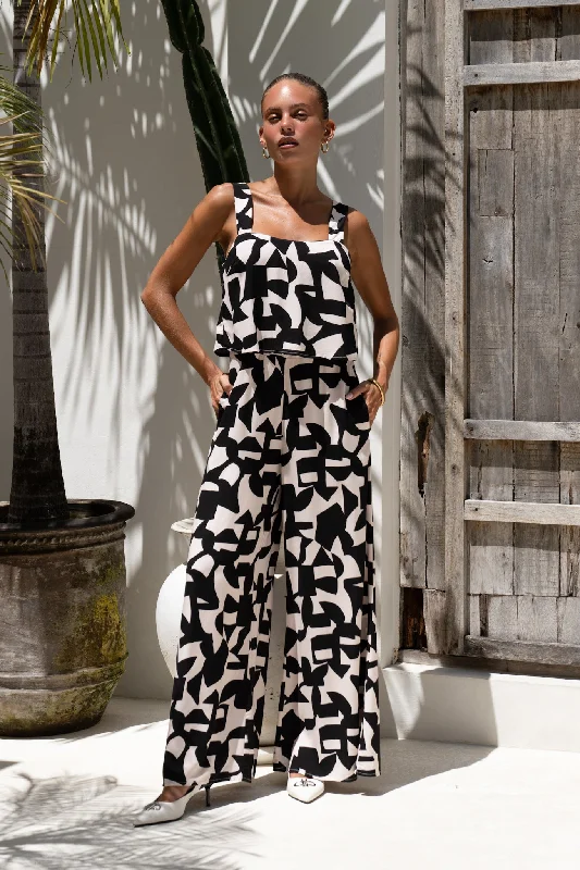 Women's Resort Attire New Arrivals Nyx Black Abstract Geo Jumpsuit