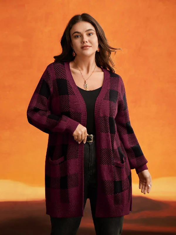 Women's Plus-Size Attire Unbeatable Prices Supersoft Essentials Plaid Open Cardigan