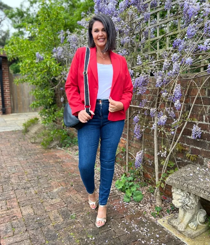 Trendy Athleisure Clothing For Women Flash Sale Red Single Breasted Blazer