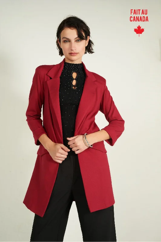 Timeless Women's Garments Dreamy Aesthetic Veston long à manches trois-quarts - MORA-R - (R-C2)