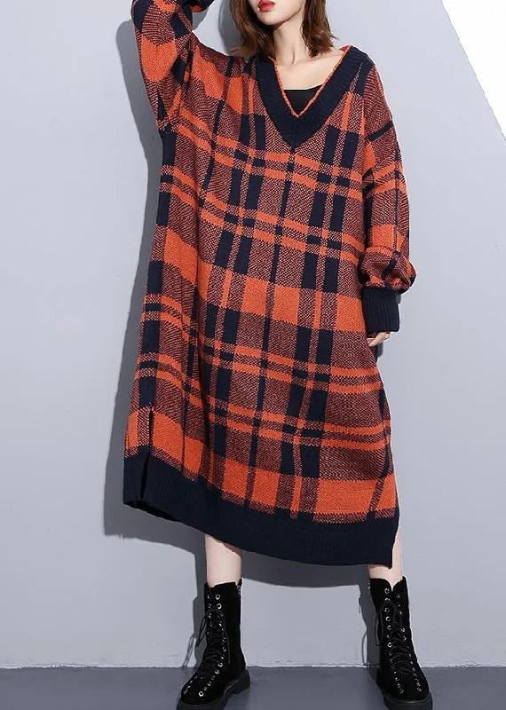 Women's Outerwear Attire Last Chance Sale 100% side open Cotton v neck dresses Shape red plaid Dresses Women's Outerwear Attire Last Chance Sale 100% side open Cotton v neck dresses Shape red plaid Dresses