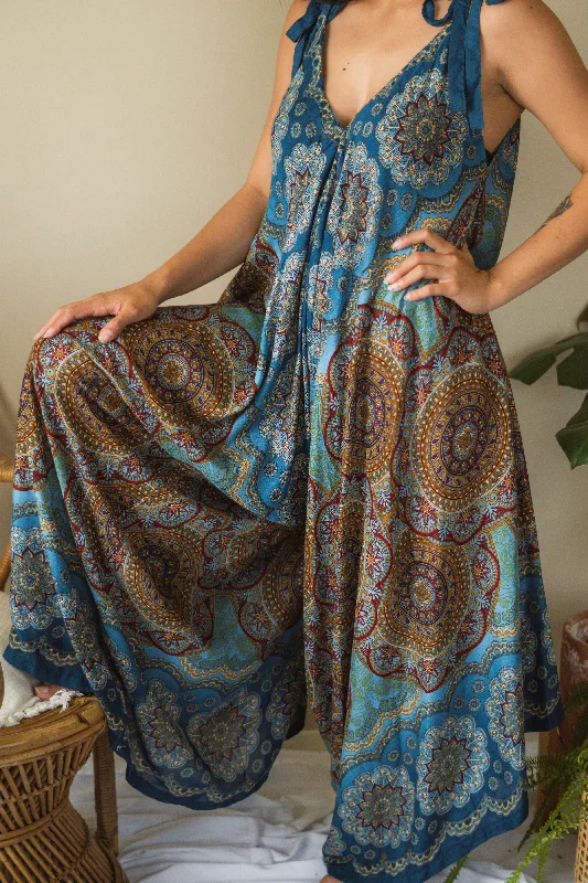 Women's Comfortable Apparel Vibrant Prints Aurora Tie Up Jumpsuit