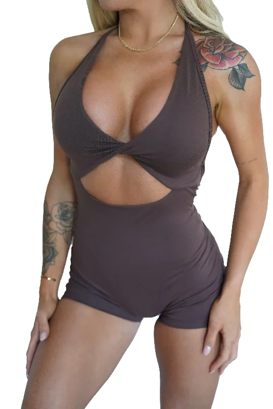 Affordable Luxury Women's Garments Romantic Flair CEE JUMPSUIT - BROWN