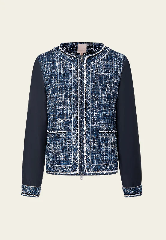 Women's Casual Wear Clothes Special Occasion Wear Structured Patchwork Checked Patch-pocket Jacket
