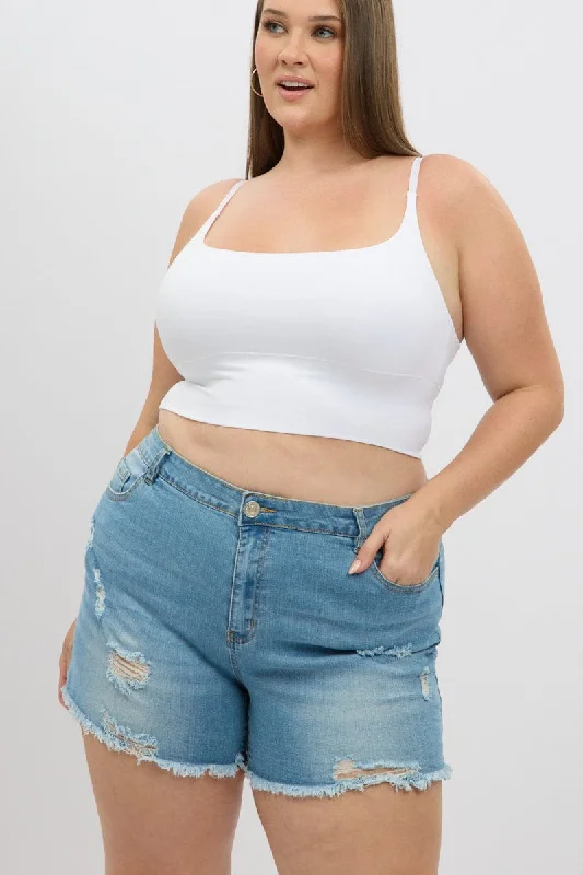 Sustainable Women's Clothing Alluring Design Denim Skinny Shorts High rise