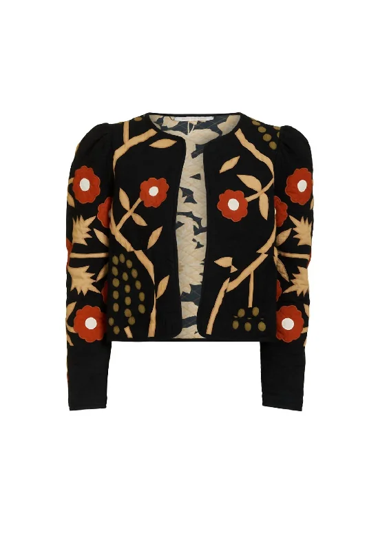 Plus-Size Women's Garments Vintage Charm Reversible Oliver Jacket In Black Multi