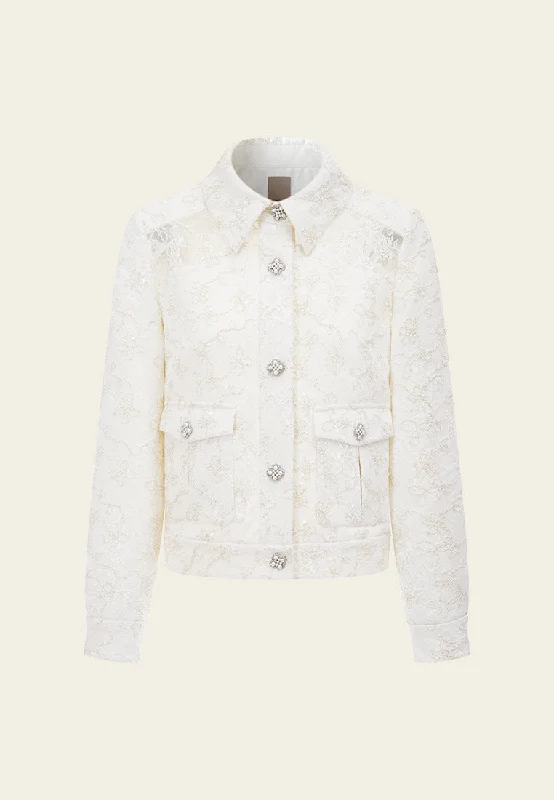 Women's Stylish Casual Garments Catch Every Fashion Trend Panelled Embroidered Lace Mesh Jacket Women's Stylish Casual Garments Catch Every Fashion Trend Panelled Embroidered Lace Mesh Jacket
