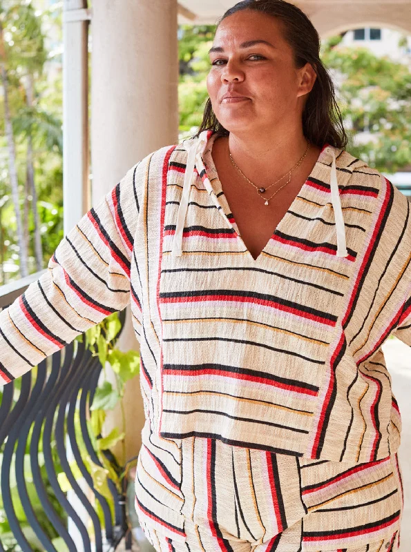 Stylish Women's Garments Trendy Fashion Sale Todos Santos Poncho Style Hoodie - Bittersweet Isla Stripe Stylish Women's Garments Trendy Fashion Sale Todos Santos Poncho Style Hoodie - Bittersweet Isla Stripe