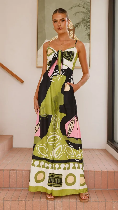 Women's Night-Out Outfit Discover Promotions Teresa Jumpsuit - Green/Pink
