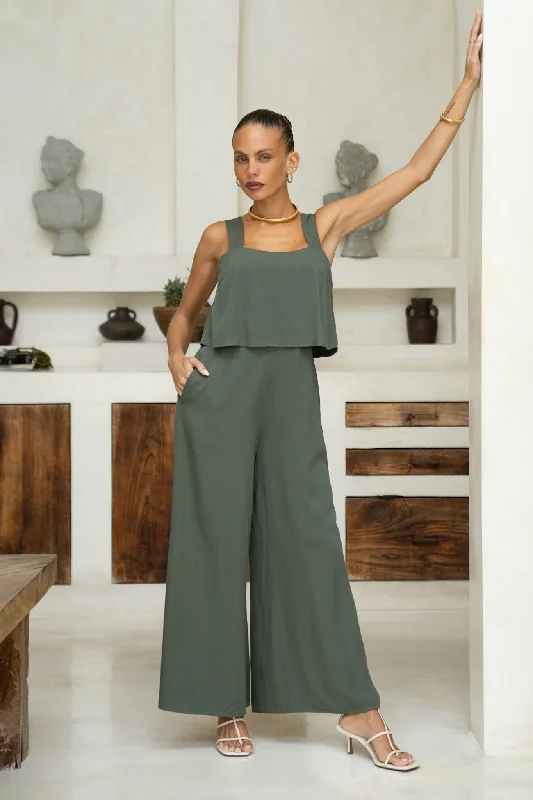 Women's Vacation Garments Stupidly Low Prices Adele Khaki Green Jumpsuit