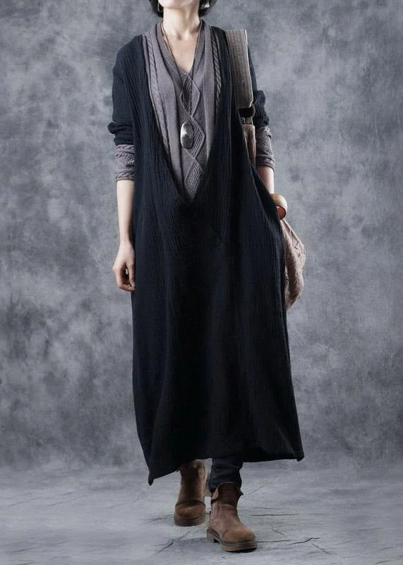 Women's Chic Outerwear Attire Father'S Day Deals For Work patchwork Sweater v neck outfits Largo black DIY knit dress Women's Chic Outerwear Attire Father'S Day Deals For Work patchwork Sweater v neck outfits Largo black DIY knit dress