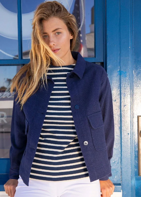 Women's Professional Attire Huge Discounts This Week ST SOPHIE - French Workwear-Style Light Jacket with Pockets for Women | Slub Canvas (NAVY) Women's Professional Attire Huge Discounts This Week ST SOPHIE - French Workwear-Style Light Jacket with Pockets for Women | Slub Canvas (NAVY)