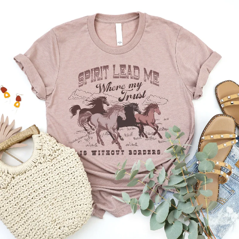Women's Work Apparel Crazy Price Slashing Spirit Lead Me - Horses Tee