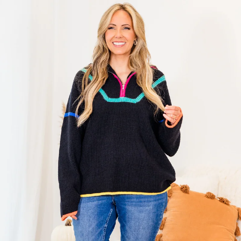 Women's Evening Wear Attire Budget-Friendly Fashion Falling For Fall Sweater, Black