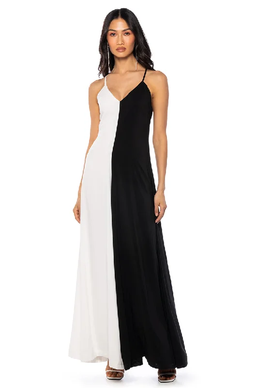Women's Chic Outerwear Garments Seasonal Trend TATIANA COLOR BLOCKED SLEEVELESS JUMPSUIT