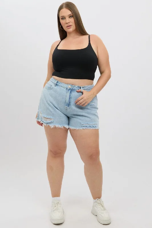 Women's Trendy Clothing Charming Silhouette Denim Relaxed Shorts High Rise