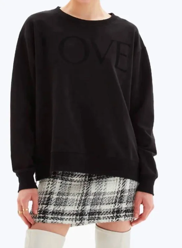 Stylish Women's Apparel Daily Deals Love Side Zip Straight Crewneck Sweatshirt In Black Stylish Women's Apparel Daily Deals Love Side Zip Straight Crewneck Sweatshirt In Black