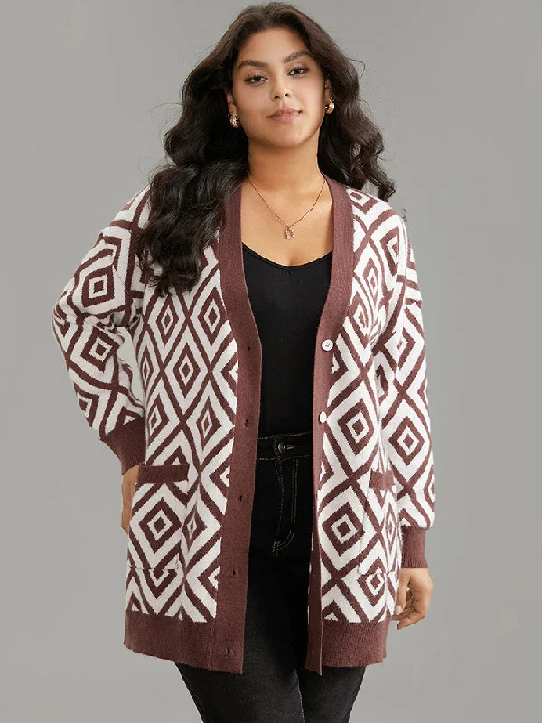 Classic Women's Clothing Styles Elegant Style Supersoft Essentials Geometric Button Through Cardigan Classic Women's Clothing Styles Elegant Style Supersoft Essentials Geometric Button Through Cardigan