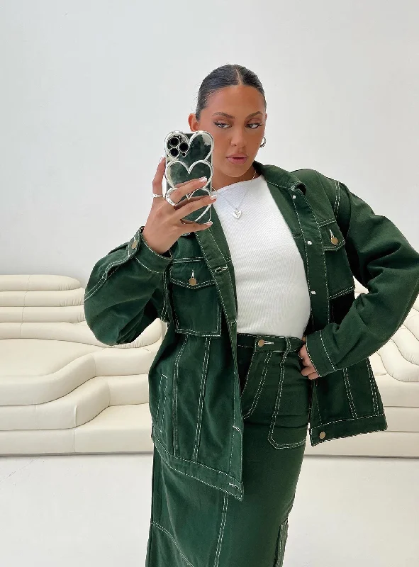 Women's Activewear Apparel Cutting Edge Fashion Vine Shacket Green