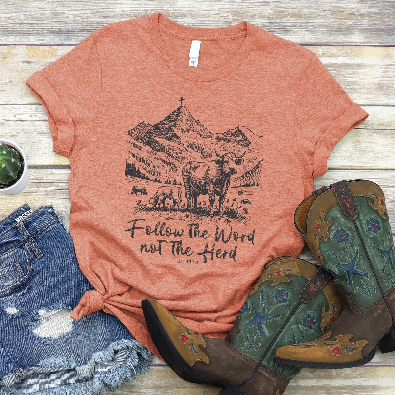 Women's Layered Outfit Style Upgrade Follow The Word Not The Herd Tee