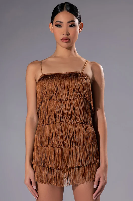 Women's Clothing For Outdoor Events Seasonal Trends FEELING FAB FRINGE MINI ROMPER