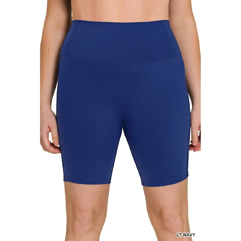 Women's Elegant Outfit End - Of - Month Blowout High Rise Wide Waistband Biker Shorts In Light Navy Women's Elegant Outfit End - Of - Month Blowout High Rise Wide Waistband Biker Shorts In Light Navy